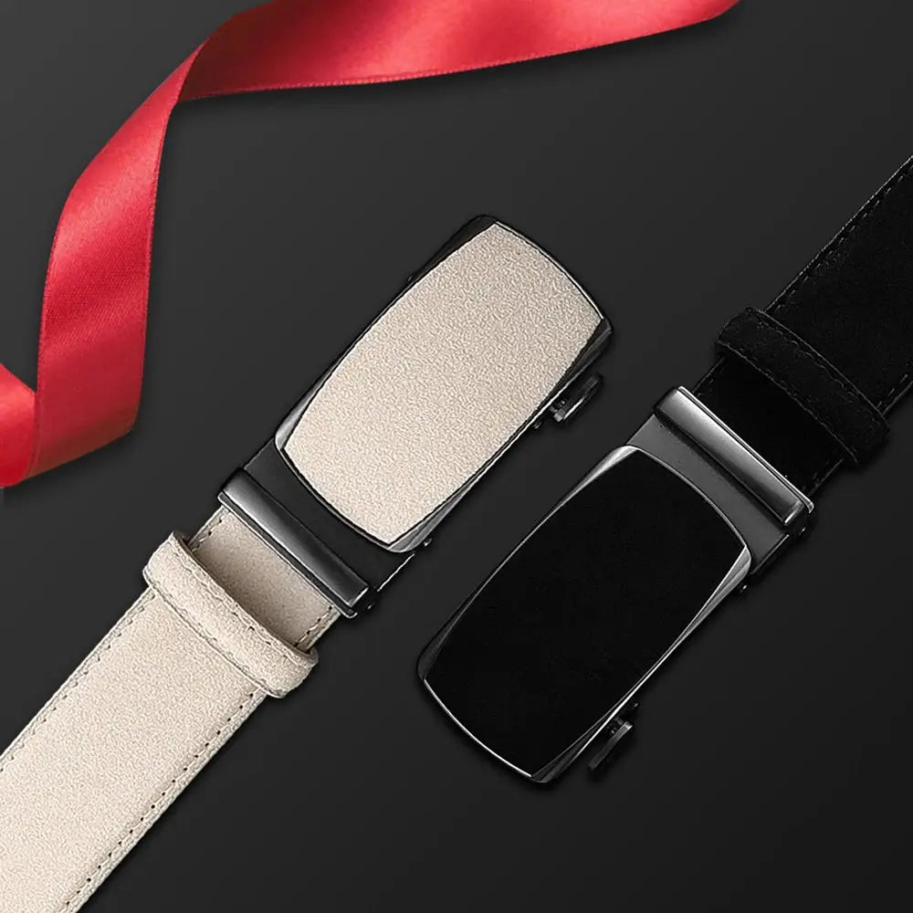 Men's Genuine Leather Belt — Automatic Buckle Adjustable Business Waistband (28–46") TrenLux Wear