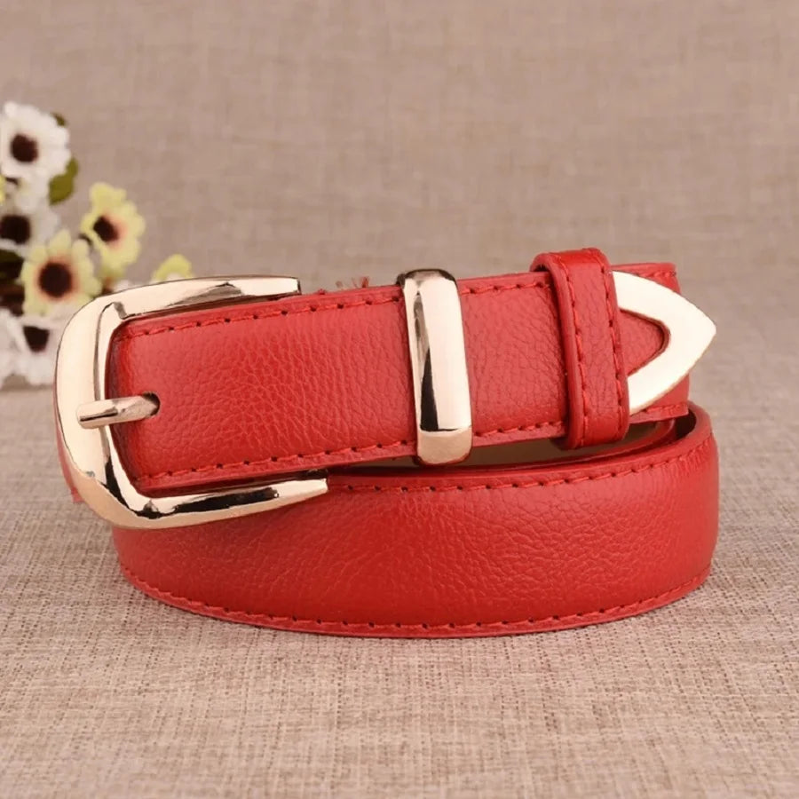 Women's Vintage Pin Buckle PU Leather Trouser Belt — Solid Casual Waistband