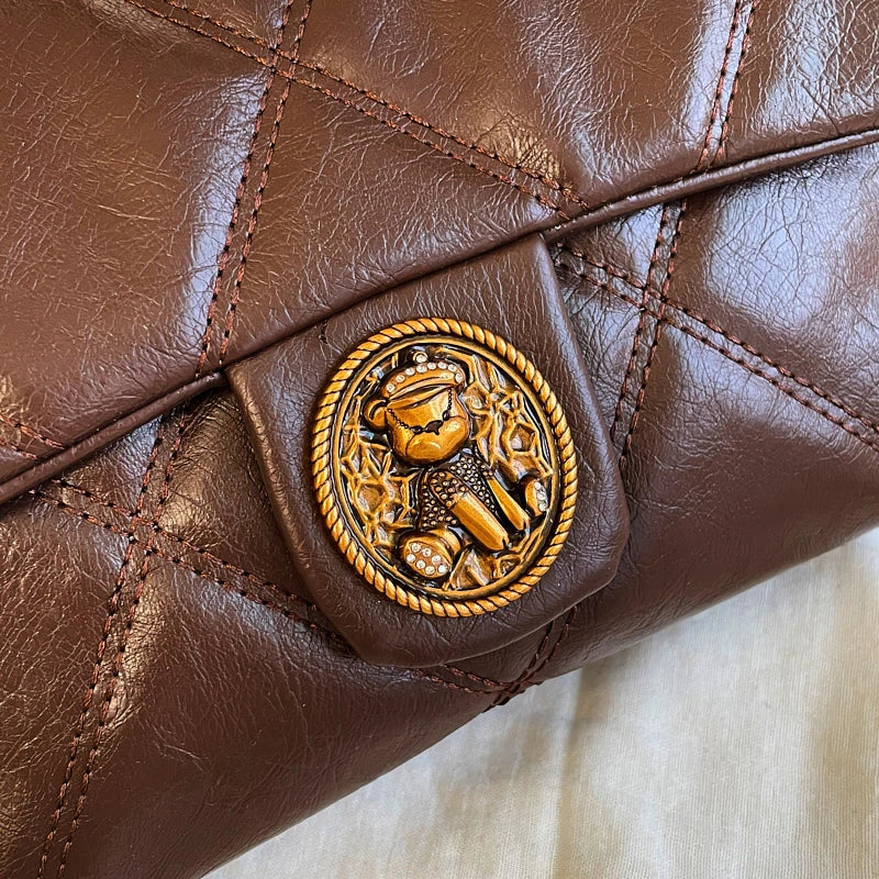 TrenLux Wear Women's Luxury Lingge Pattern PU Leather Designer Underarm Crossbody Shoulder Handbag