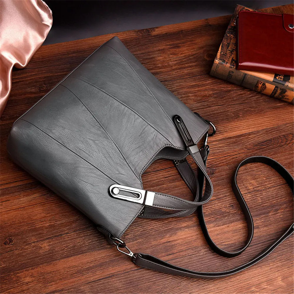 TrenLux Wear Women's Luxury PU Leather Multi-Pocket Crossbody Shoulder & Tote Handbag