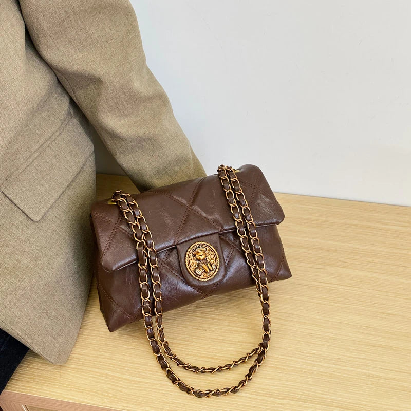 TrenLux Wear Women's Luxury Lingge Pattern PU Leather Designer Underarm Crossbody Shoulder Handbag