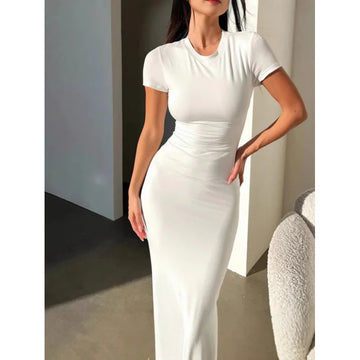 TrenLux Wear Women's Polyester-Elastane Long Sleeve Bodycon Floor-Length Evening Dress