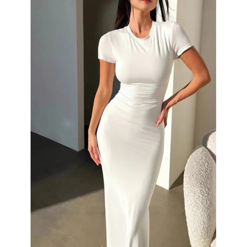 TrenLux Wear Women's Polyester-Elastane Long Sleeve Bodycon Floor-Length Evening Dress