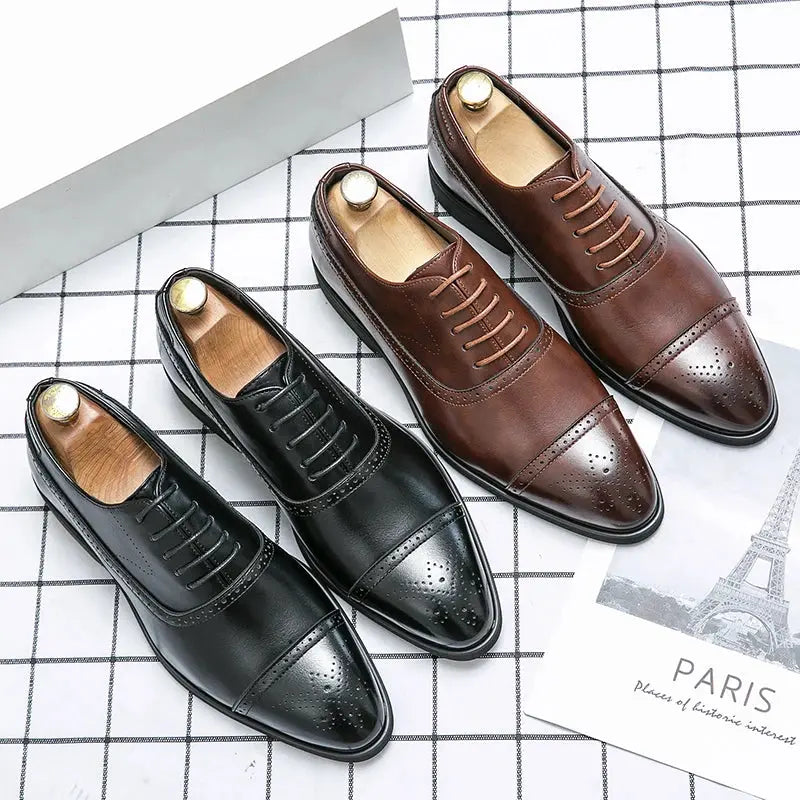 2025 British Style Business Fashionable and Casual Pointed Toe Men's Leather Shoes TrenLux Wear