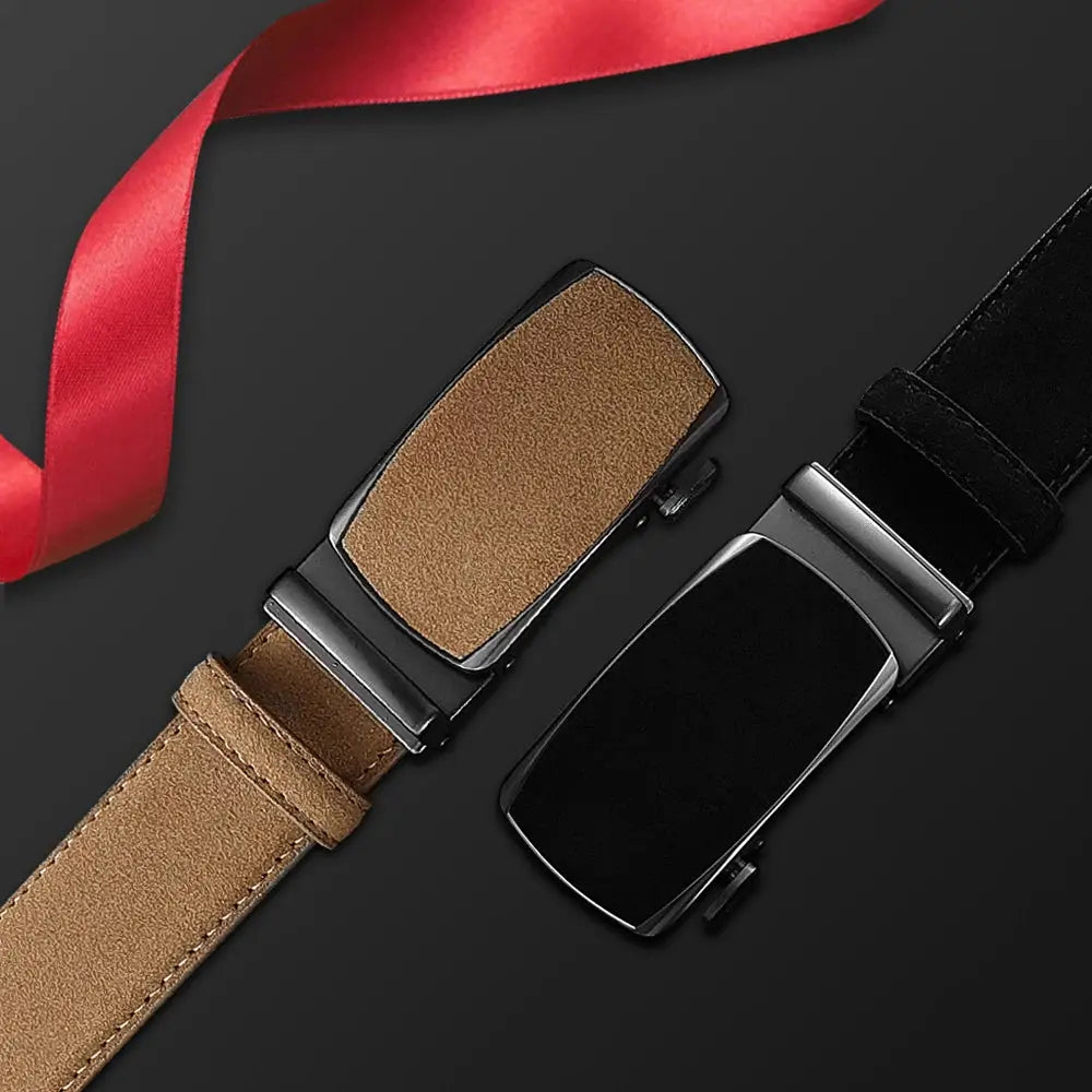 Men's Genuine Leather Belt — Automatic Buckle Adjustable Business Waistband (28–46") TrenLux Wear