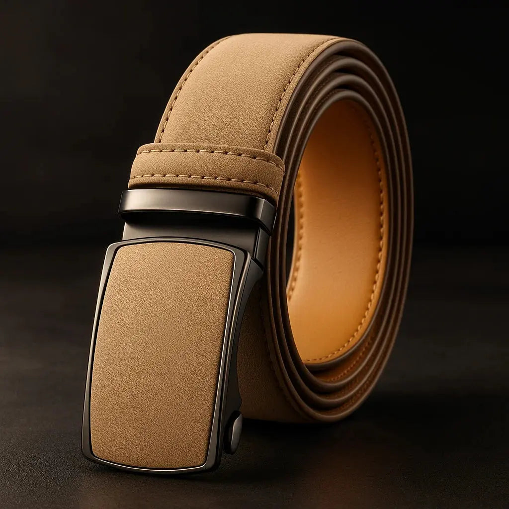 Men's Genuine Leather Belt — Automatic Buckle Adjustable Business Waistband (28–46") TrenLux Wear
