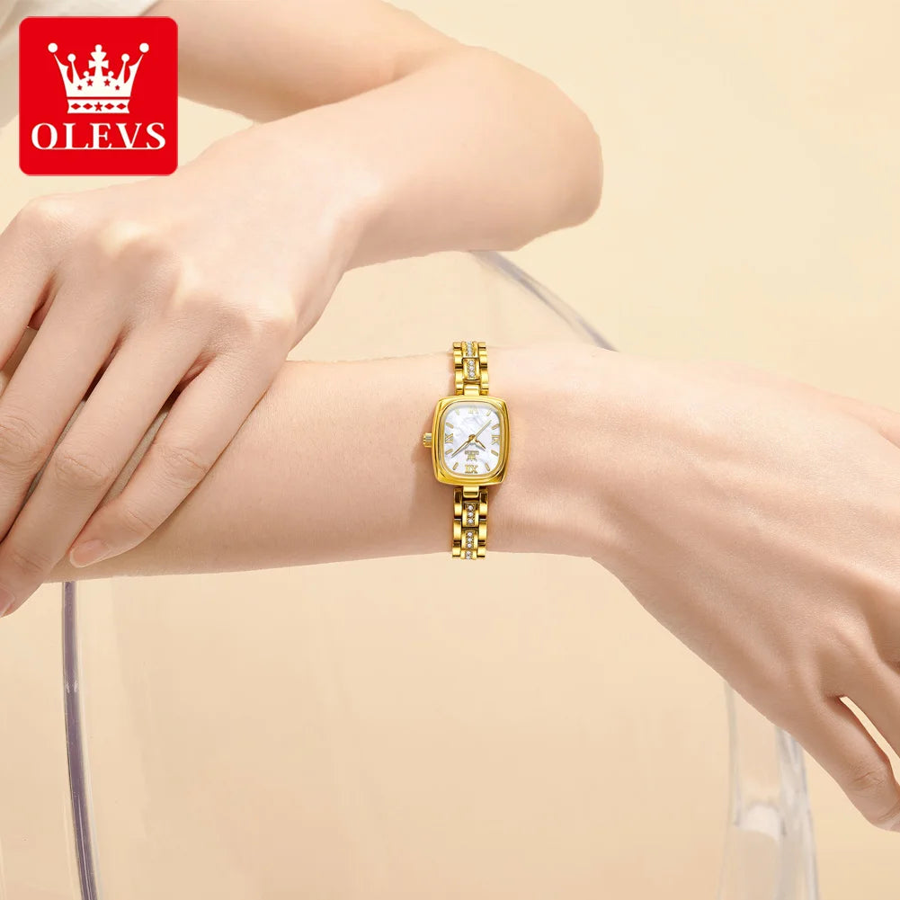 TrenLux Wear OLEVS Women's Luxury Square Bracelet Luminous Waterproof Quartz Dress Watch