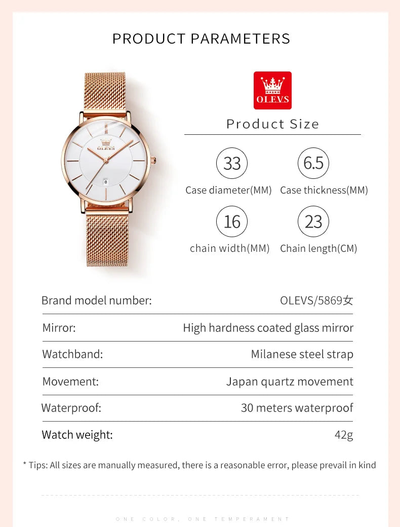TrenLux Wear OLEVS Women's Rose Gold Luxury Stainless Steel Bracelet Quartz Gift Set