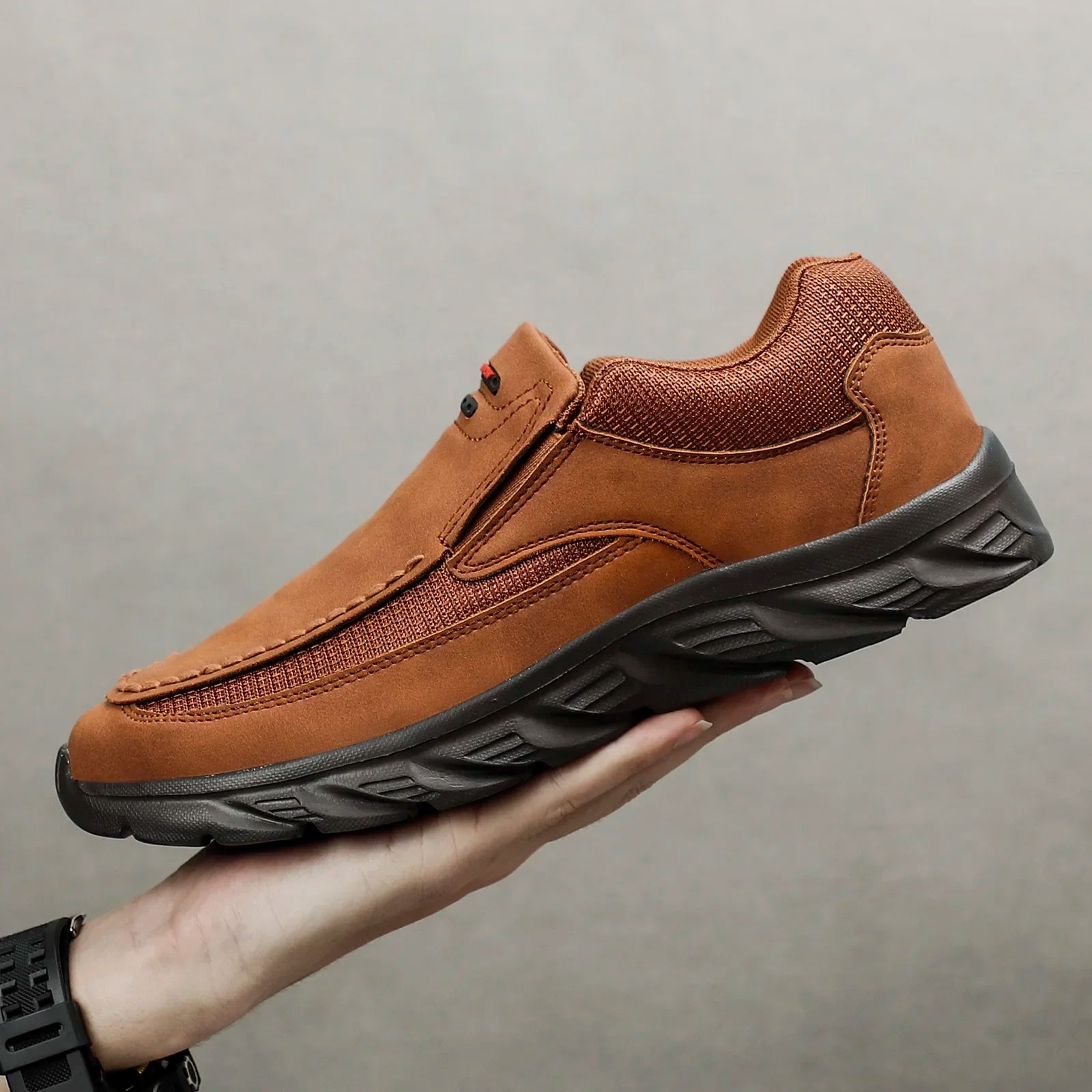 TrenLux Wear Men's Handmade Retro Leather Slip-On Breathable Casual Loafer Sneakers