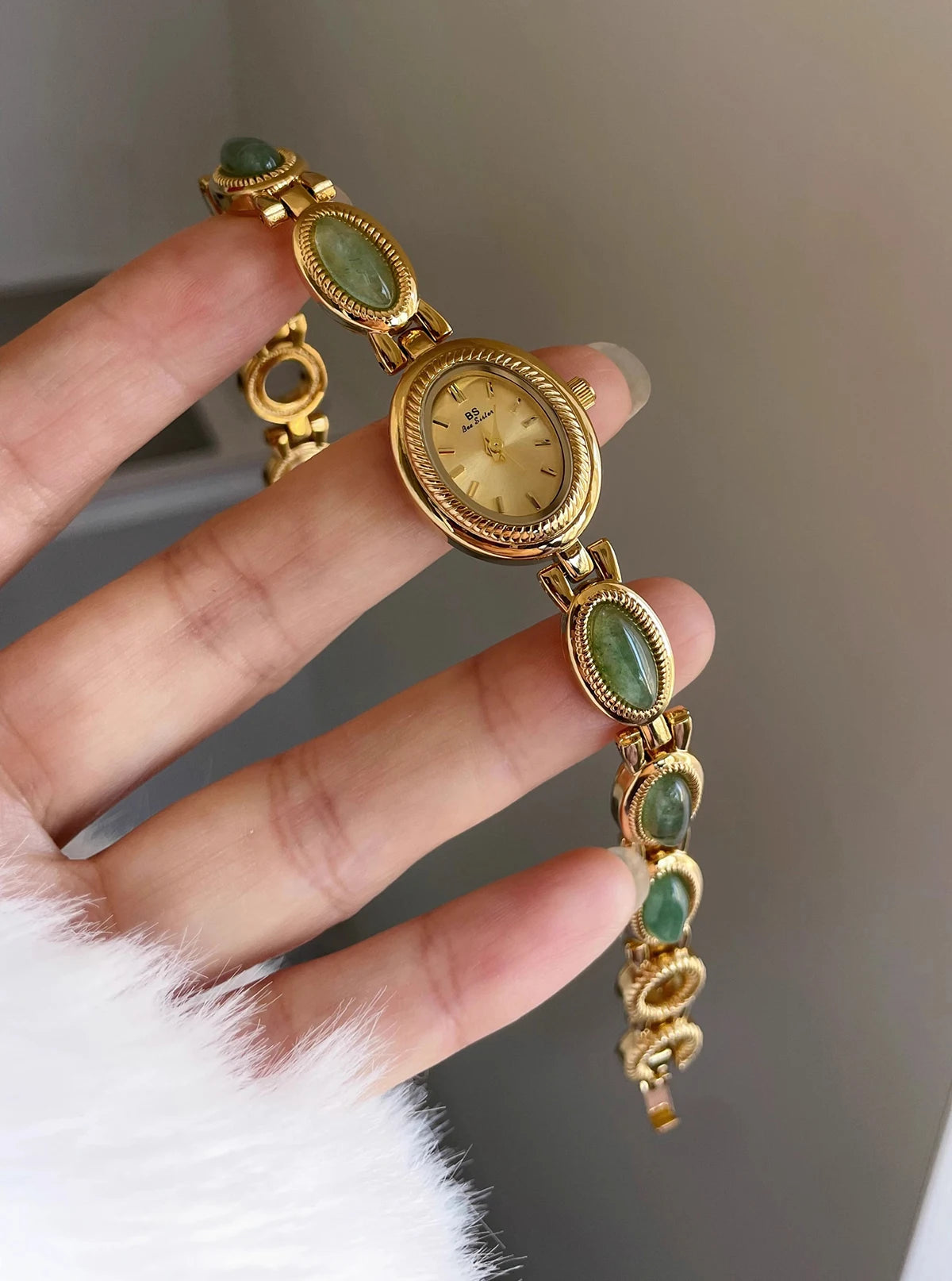 TrenLux Wear Women's Luxury Jade Green Jewelry Bracelet Quartz Dress Wristwatch