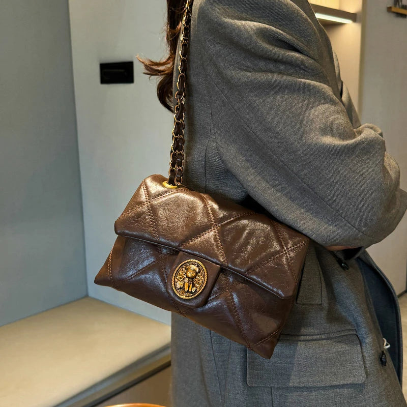 TrenLux Wear Women's Luxury Lingge Pattern PU Leather Designer Underarm Crossbody Shoulder Handbag