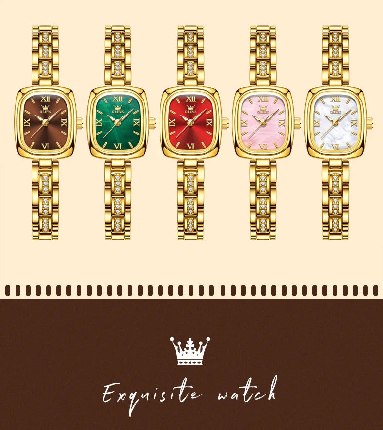 TrenLux Wear OLEVS Women's Luxury Square Bracelet Luminous Waterproof Quartz Dress Watch