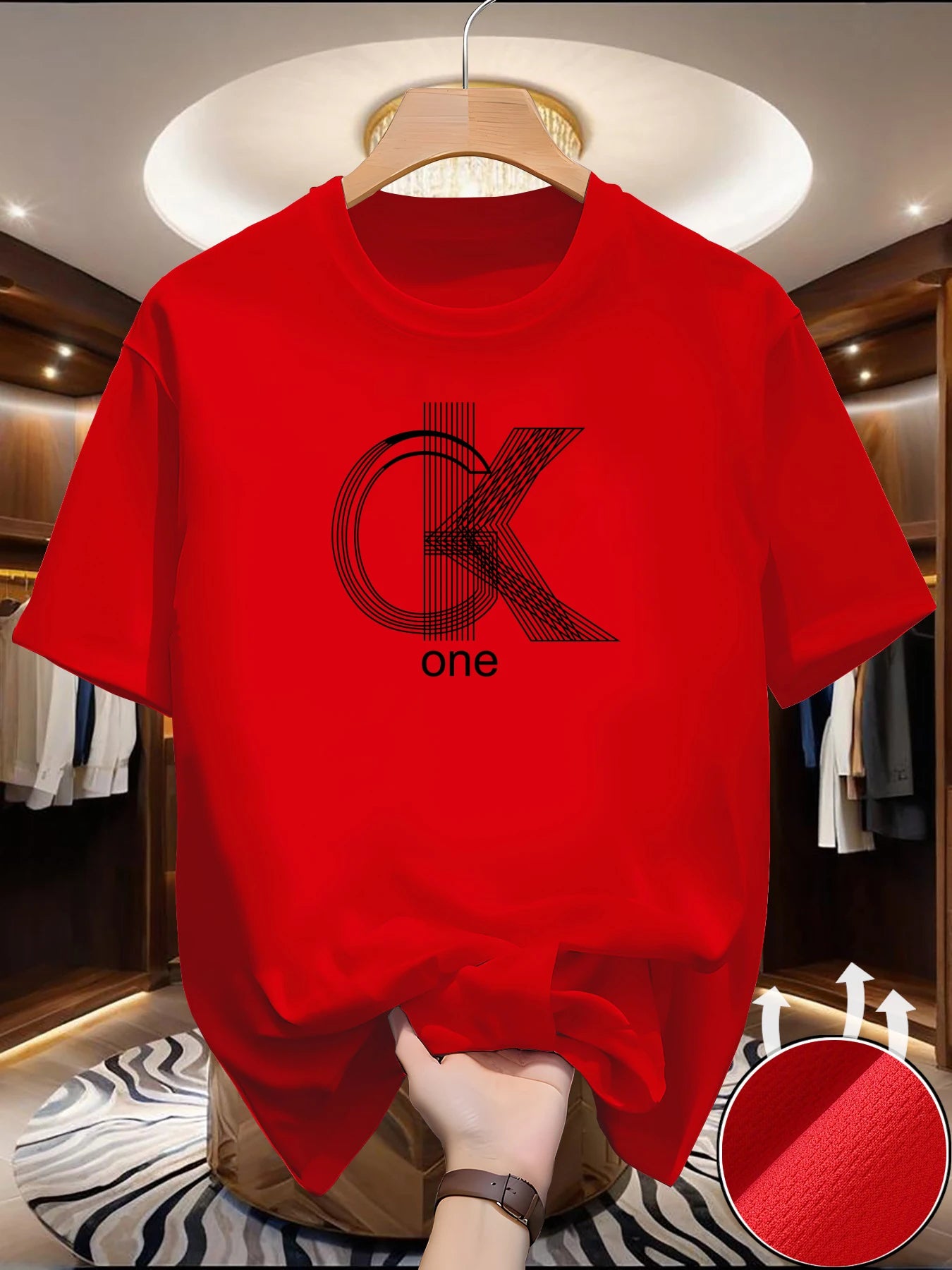 TrenLux Wear Men's Polyester Knit Graphic Print Crew Neck Casual T-Shirt