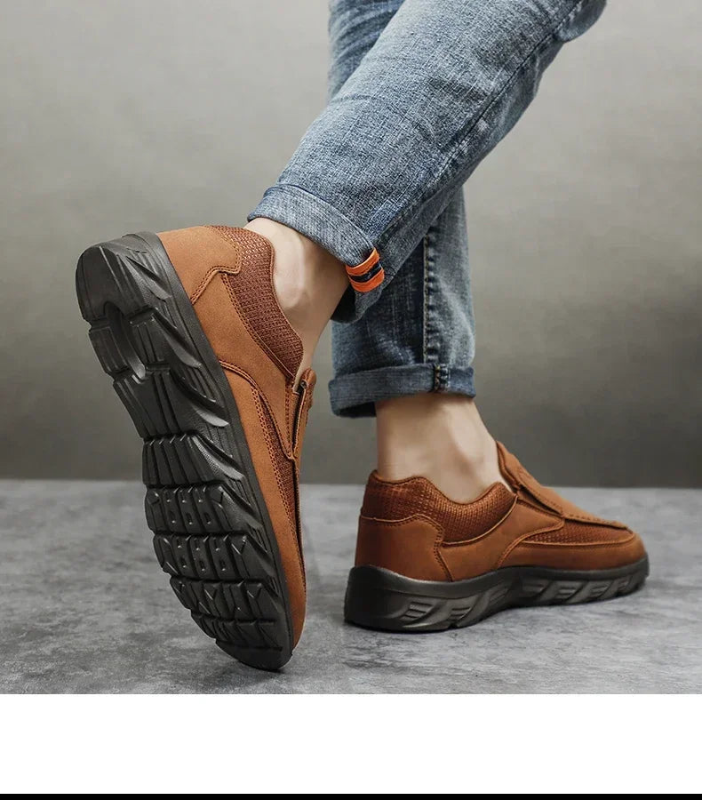 TrenLux Wear Men's Handmade Retro Leather Slip-On Breathable Casual Loafer Sneakers
