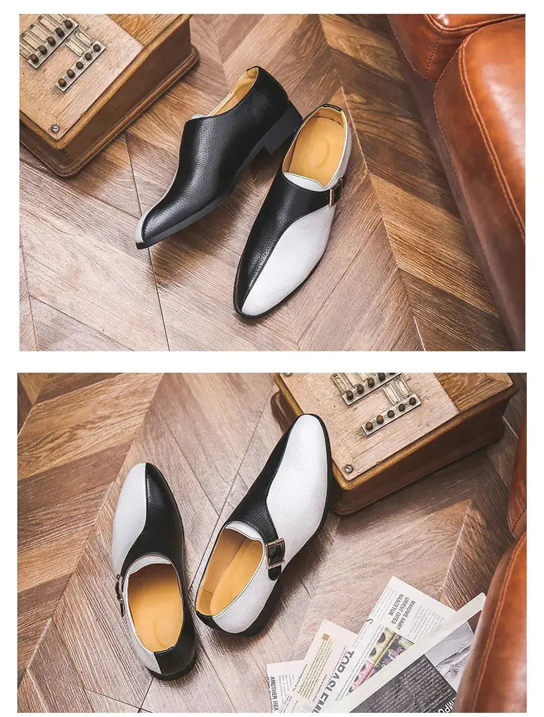 High Quality Patchwork Leather Shoes For Men British Style Yuppie Office Formal Leather Men Social Business Men's Dress Shoes TrenLux Wear