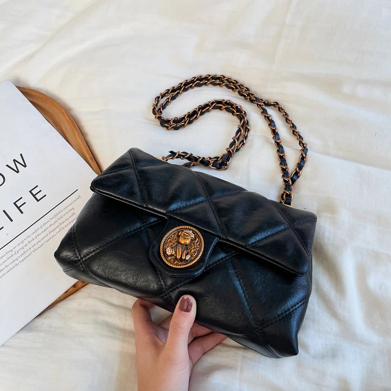 TrenLux Wear Women's Luxury Lingge Pattern PU Leather Designer Underarm Crossbody Shoulder Handbag