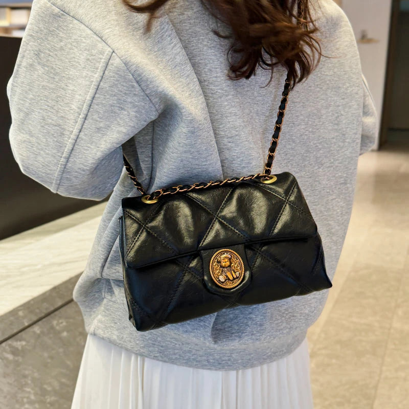 TrenLux Wear Women's Luxury Lingge Pattern PU Leather Designer Underarm Crossbody Shoulder Handbag
