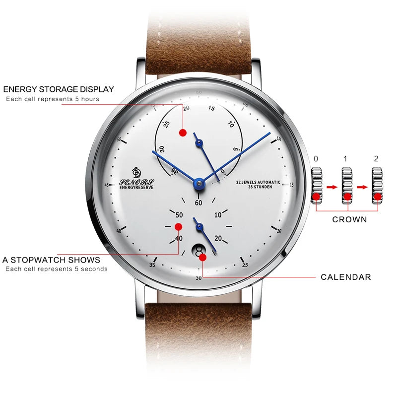 TrenLux Wear Men's Luxury Automatic Mechanical Military Style Waterproof Wristwatch