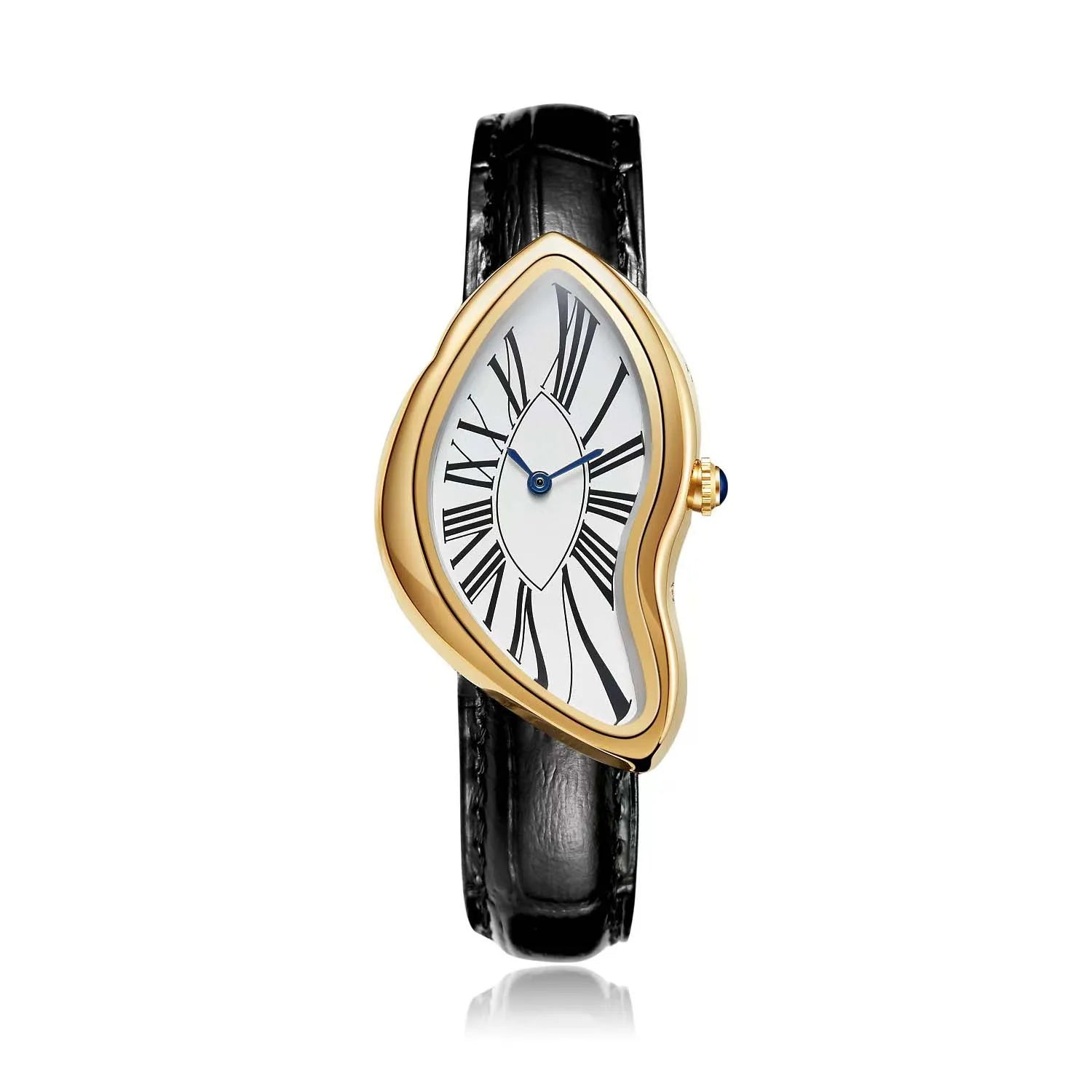 TrenLux Wear Women's Retro Y2K Irregular Creative Alloy Case Leather Strap Quartz Watch