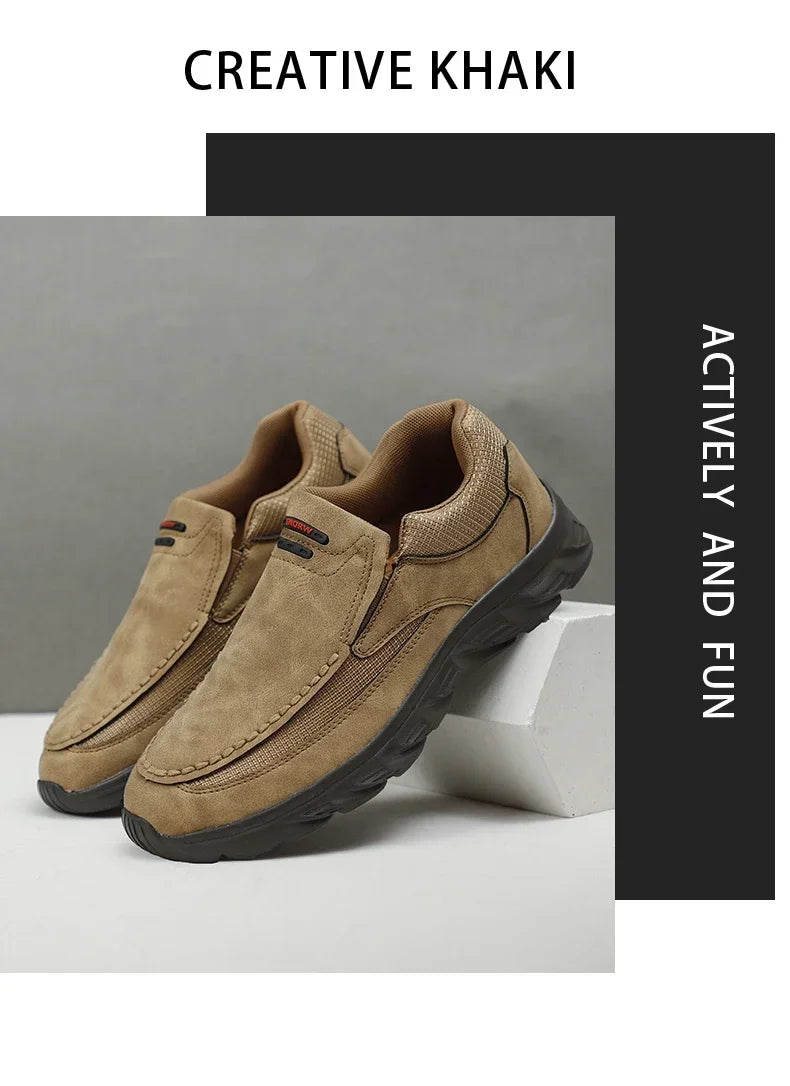 TrenLux Wear Men's Handmade Retro Leather Slip-On Breathable Casual Loafer Sneakers