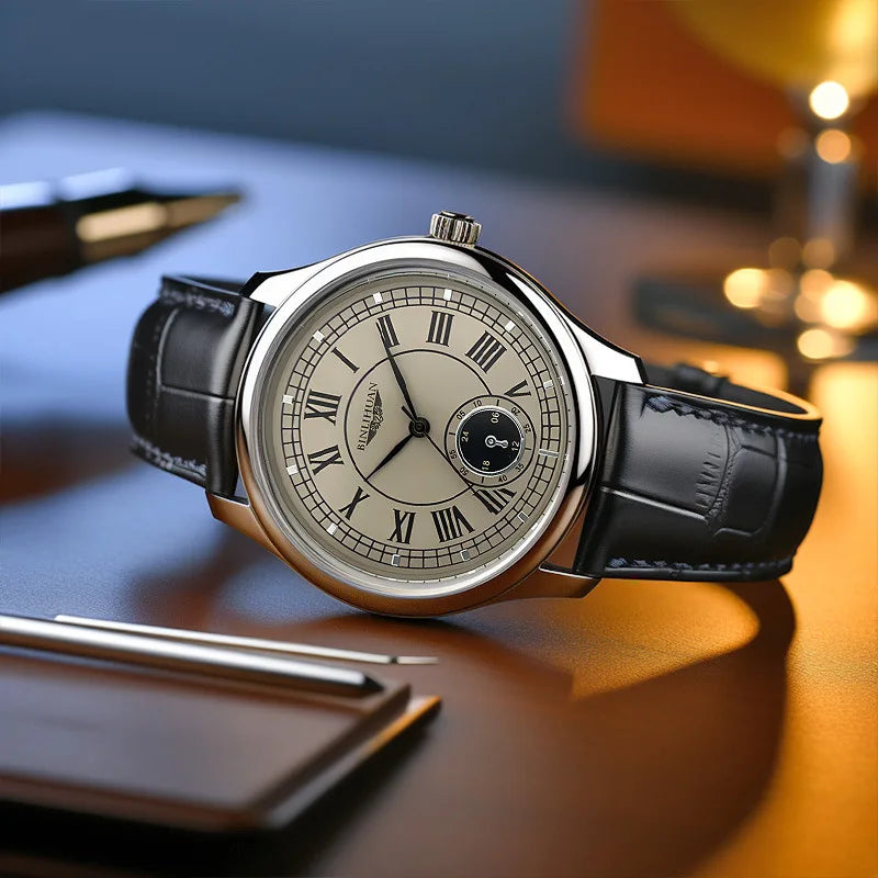 TrenLux Wear Men's Classic Fashion Quartz Watch — Leather Strap Roman Numeral Dial