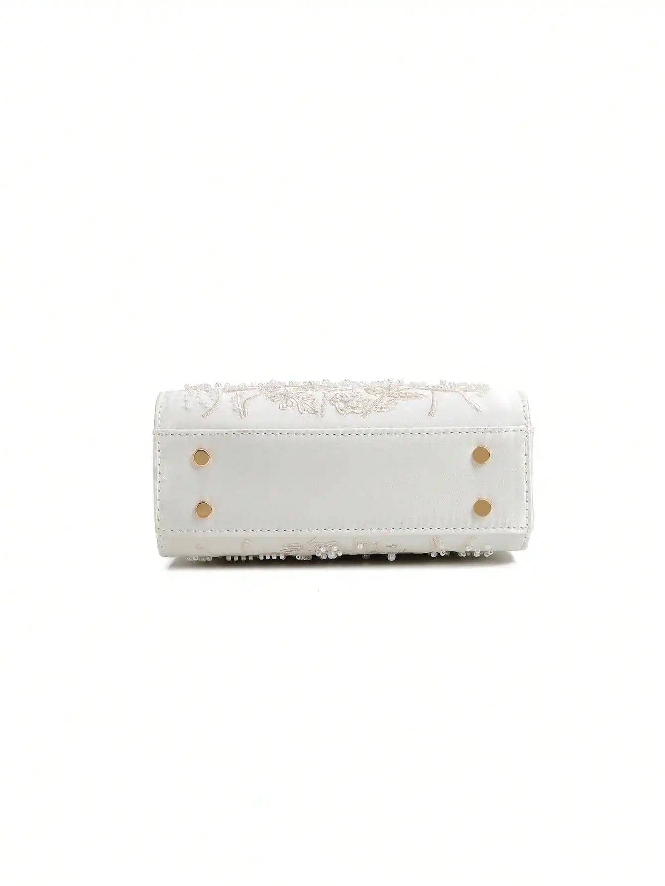 TrenLux Wear Women's Retro Floral Embroidery Chinese Folk Art Pearl Accent Square Crossbody Bag