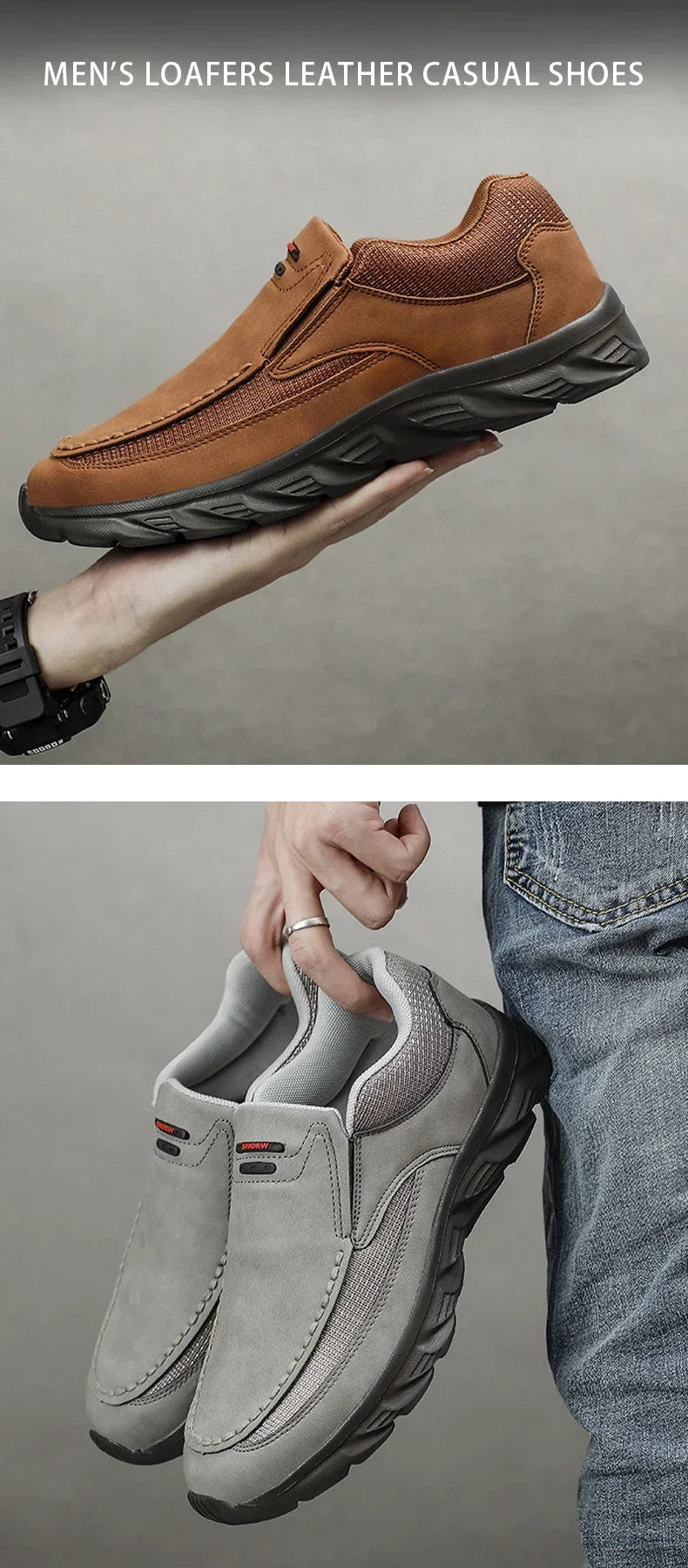 TrenLux Wear Men's Handmade Retro Leather Slip-On Breathable Casual Loafer Sneakers