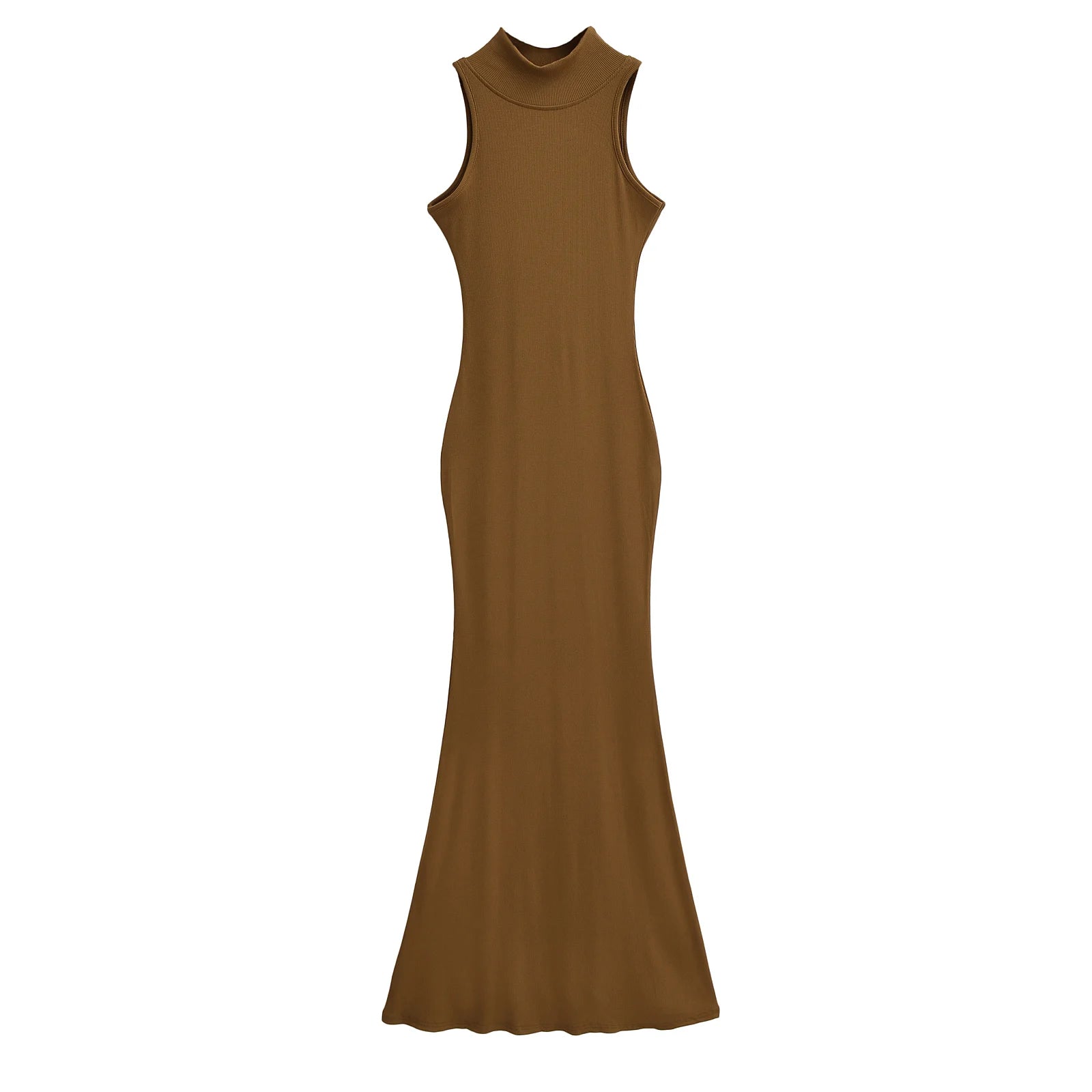 TrenLux Wear Women's Knit Turtleneck Bodycon Ankle-Length Maxi Dress
