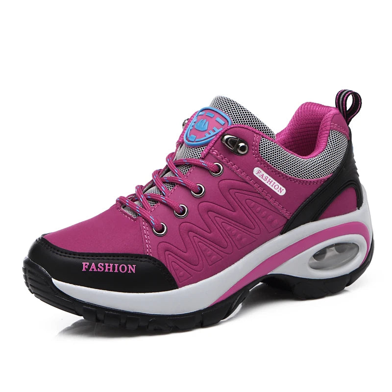 TrenLux Wear Women's PU-EVA Breathable Platform Lace-Up Walking Sneakers