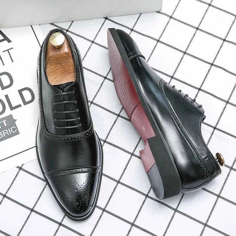 2025 British Style Business Fashionable and Casual Pointed Toe Men's Leather Shoes TrenLux Wear